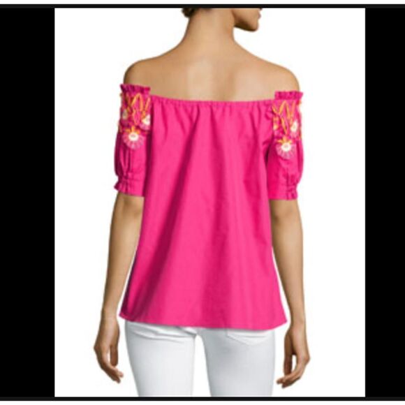 Peter Pilotto Size 10 US Pink Appliqued Lace Trim Paneled Off Top Blouse $805 - Picture 2 of 16